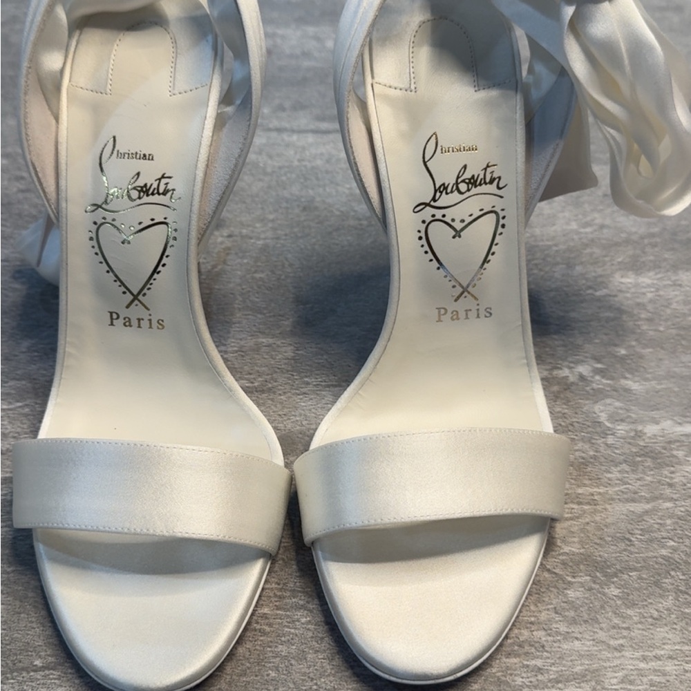 Christian Louboutin Ivory Satin Heels